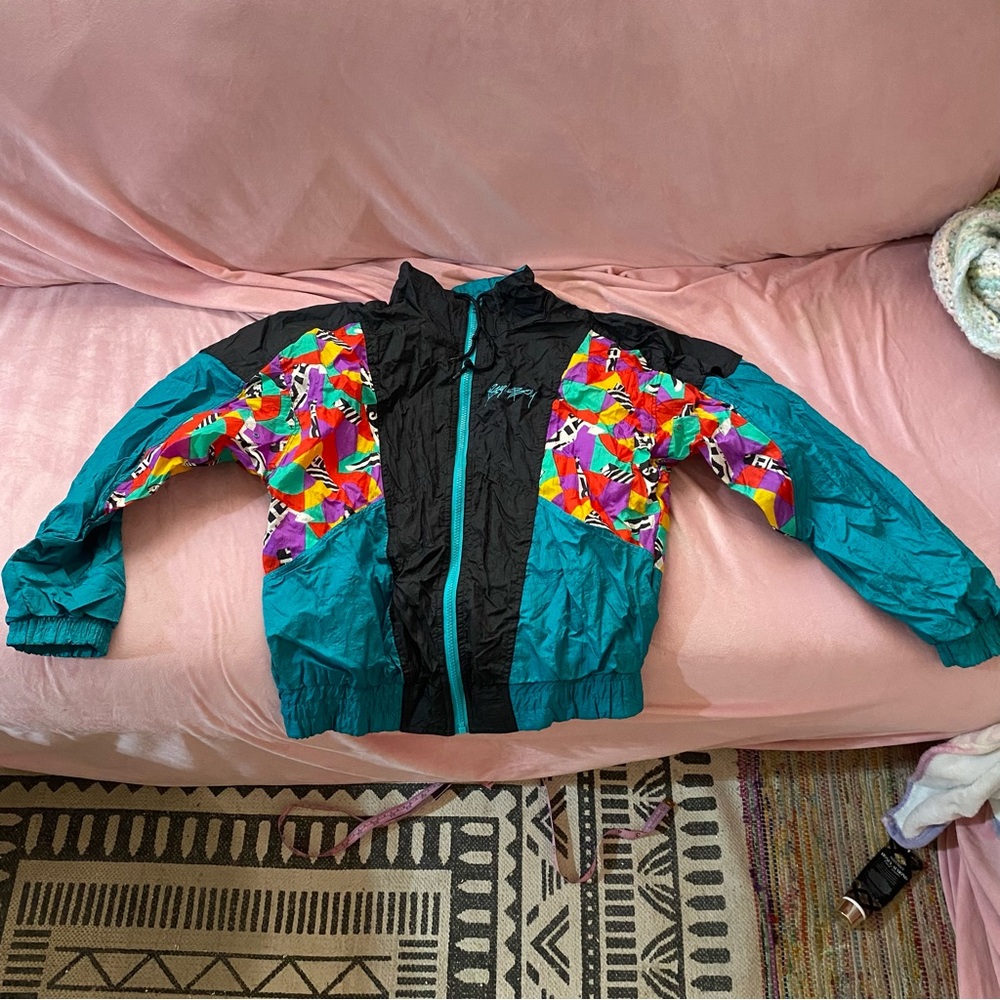 Vintage 1980s 1990s Bugle Boy Retro Windbreaker Size Boys XL Fits Women’s Medium